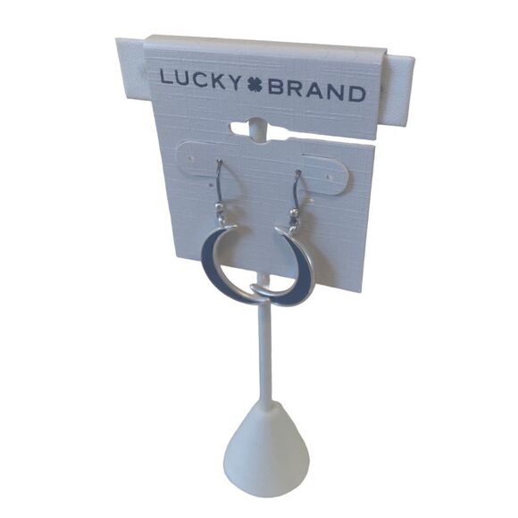 Inlay Crescent Moon Drop Earrings in Blue & Silver Tones. - Picture 3 of 5